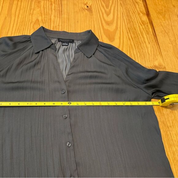 SANCTUARY Gray Collared Long Sleeve V-Neck Top Blouse Women’s Size SMALL Career - Picture 6 of 9